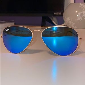 Ray Ban Aviators - Gold With Blue Lens